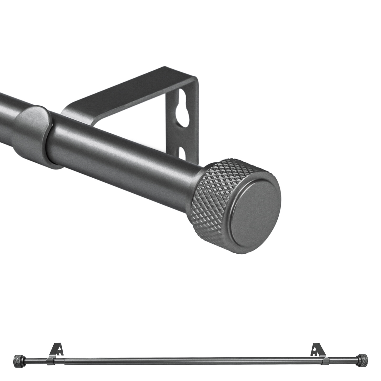 5/8" Diam Adjustable Single Drapery Curtain Rod Set w/ Maniglia Finials,28"-120" gallery