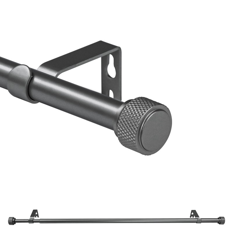5/8" Diam Adjustable Single Drapery Curtain Rod Set w/ Maniglia Finials,28"-120" gallery
