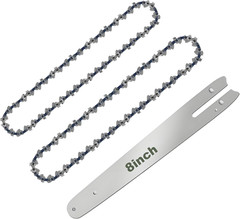 8 Inch Chainsaw Chain Replacement- 2 Chains and 1 Guide Bar for 8 Inch Mini Chai
