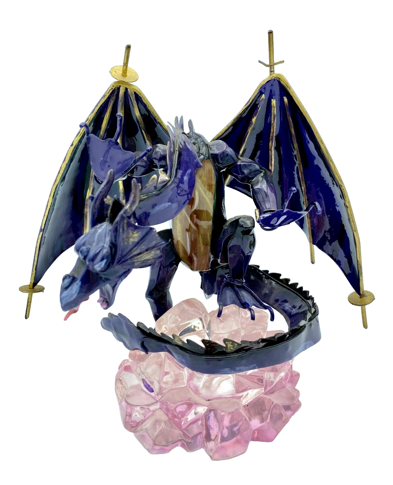 Dragon Figure Statue Purple Gold Fantasy Decor 7” Metal Resin Base Sculpture gallery