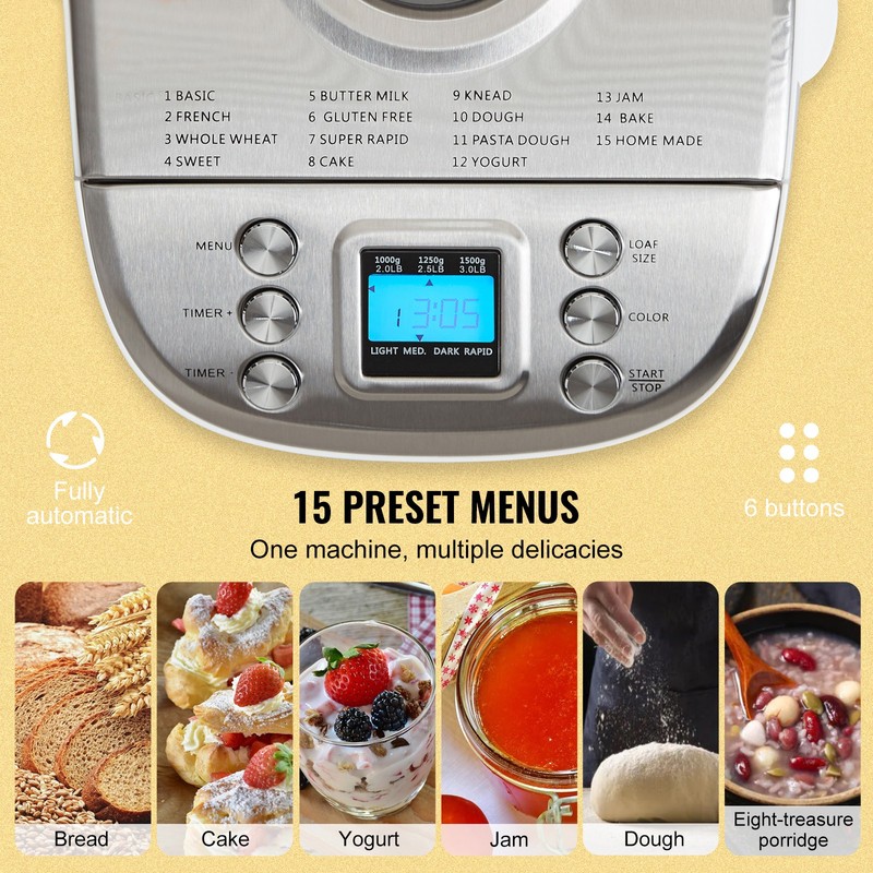 Uimoso 3LB 15-in-1 Automatic Bread Maker with Nonstick Pan,Compact Design, White gallery