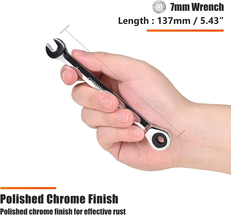 7Mm Ratcheting Combination Metric, Industrial Grade Gear Spanner with 12-Point gallery