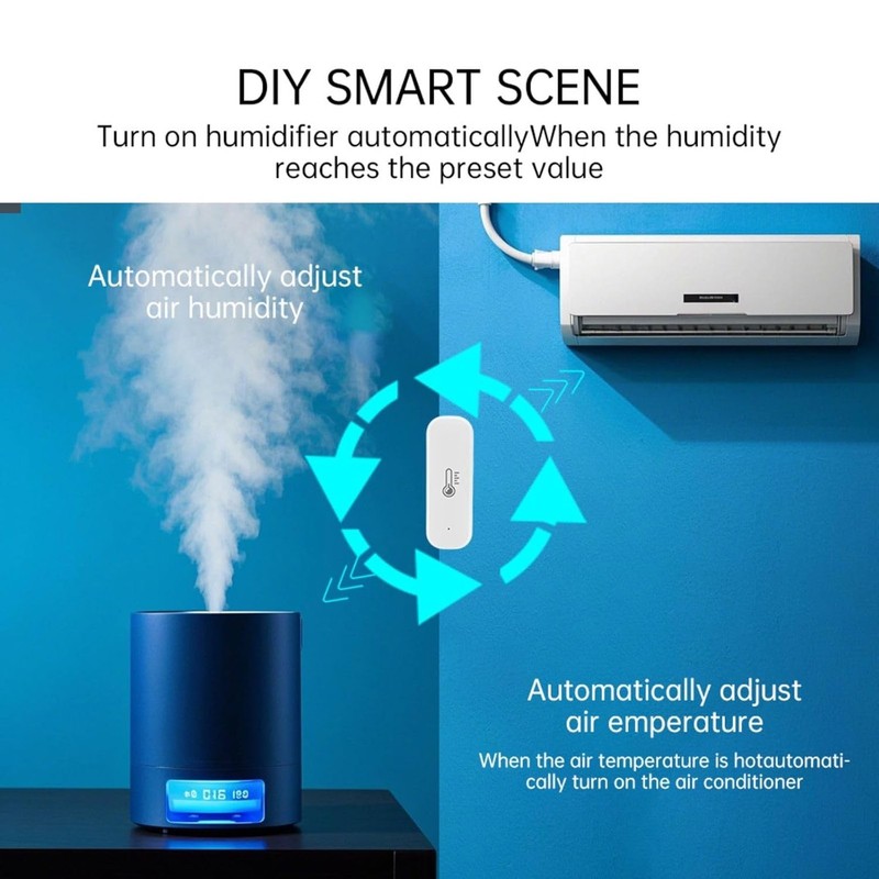 Indoor WiFi Temperature Humidity Sensor with App Alerts Compatible with Alexa gallery