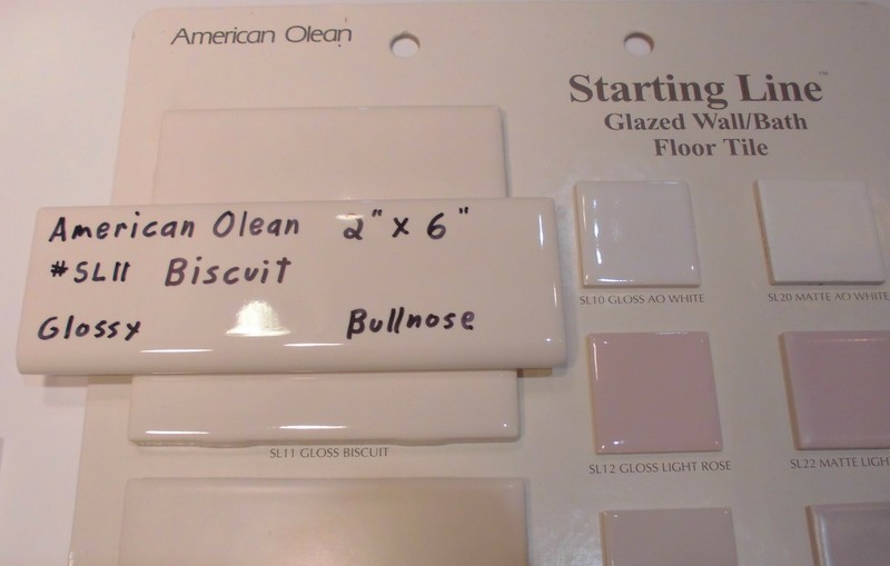 1 pc. Starting Line by American Olean; #SL11 Gloss Biscuit Bullnose Ceramic Tile gallery