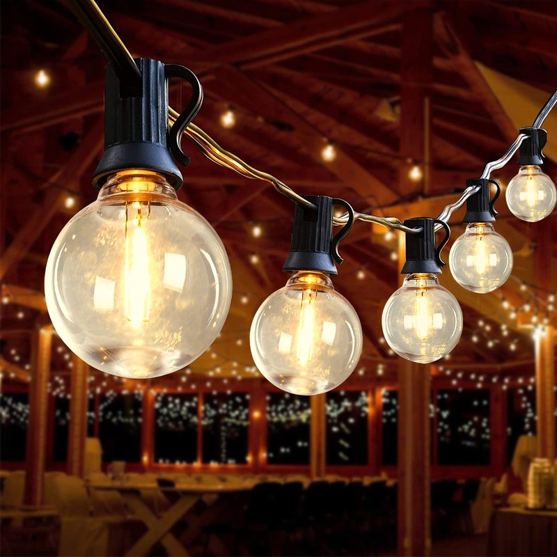 100FT Outdoor String Lights LED Patio Light Waterproof Shatterproof 51 G40 Bulbs gallery