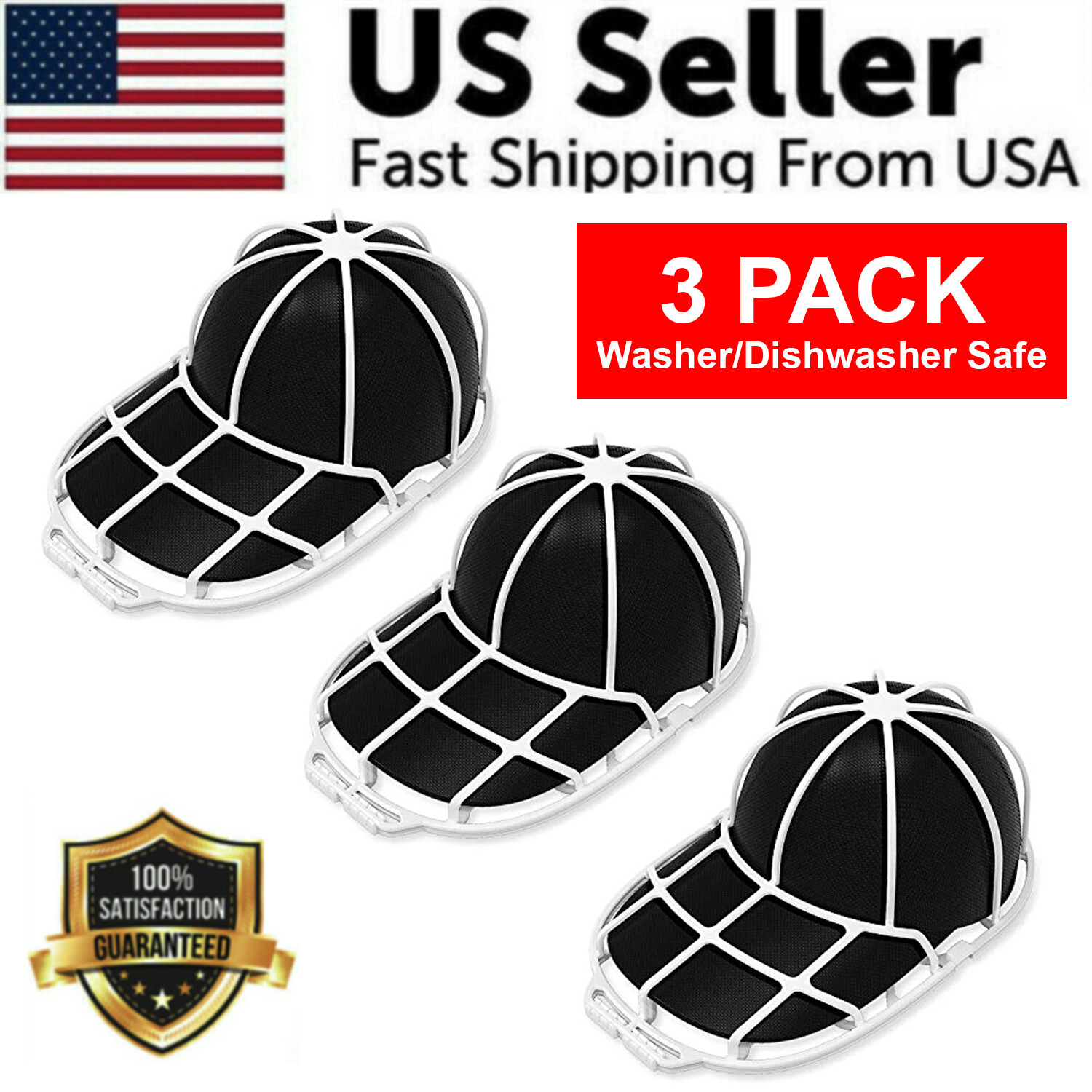 3 Pack Hat Washer Baseball Cap Cleaner Machine Washing Cage Holder Frame Net New gallery