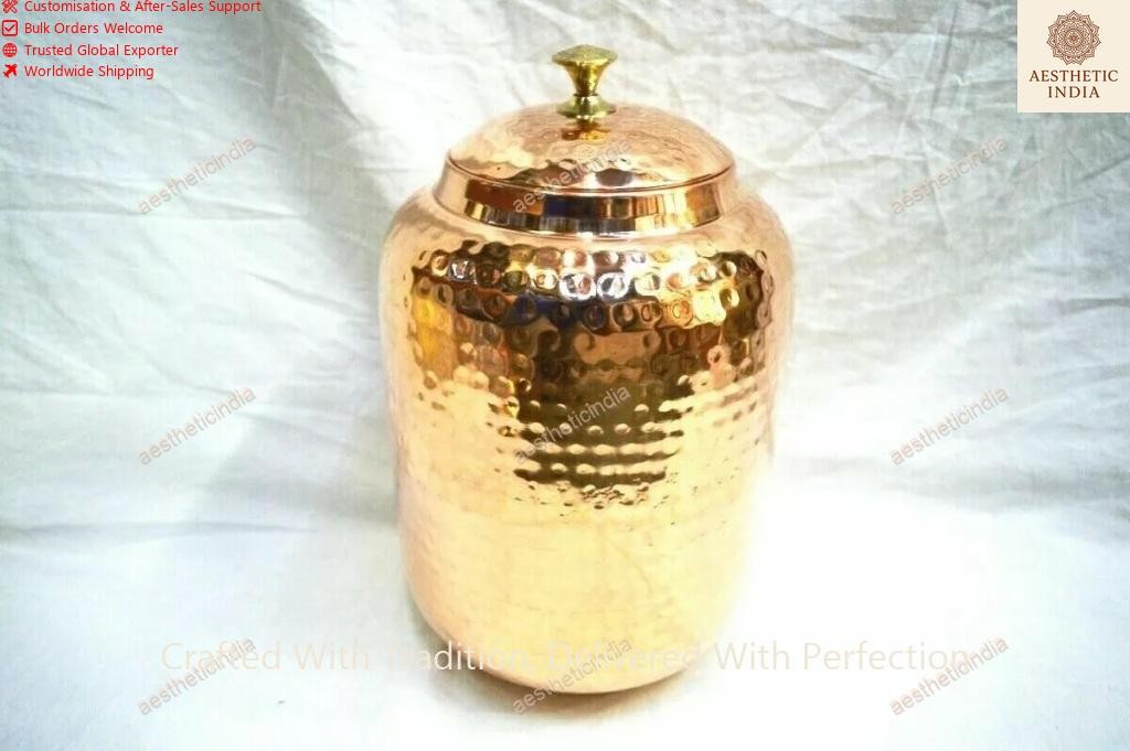 Pure Copper Hammered 16 Liter Dispenser Storage Water Tank with Tap Water Pot 8 gallery