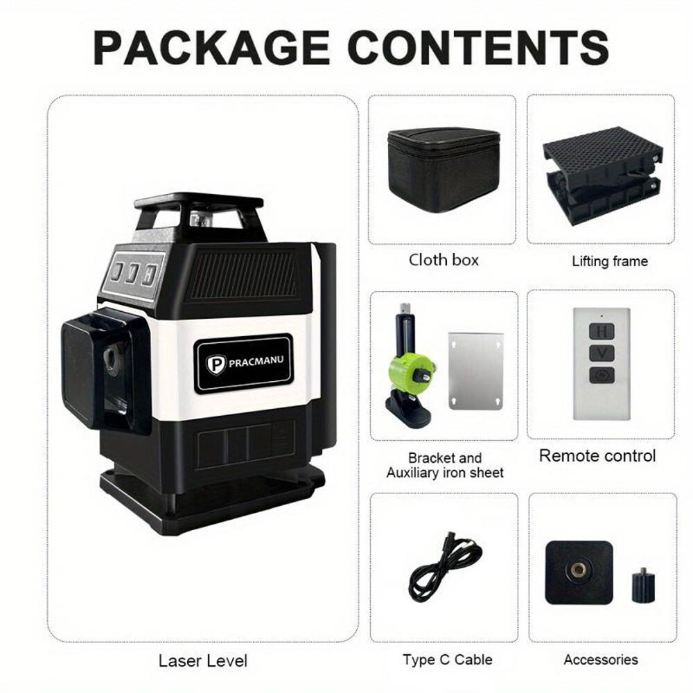 16Lines 4D Laser Level level Self-Leveling 360°Horizontal and Vertical Cross