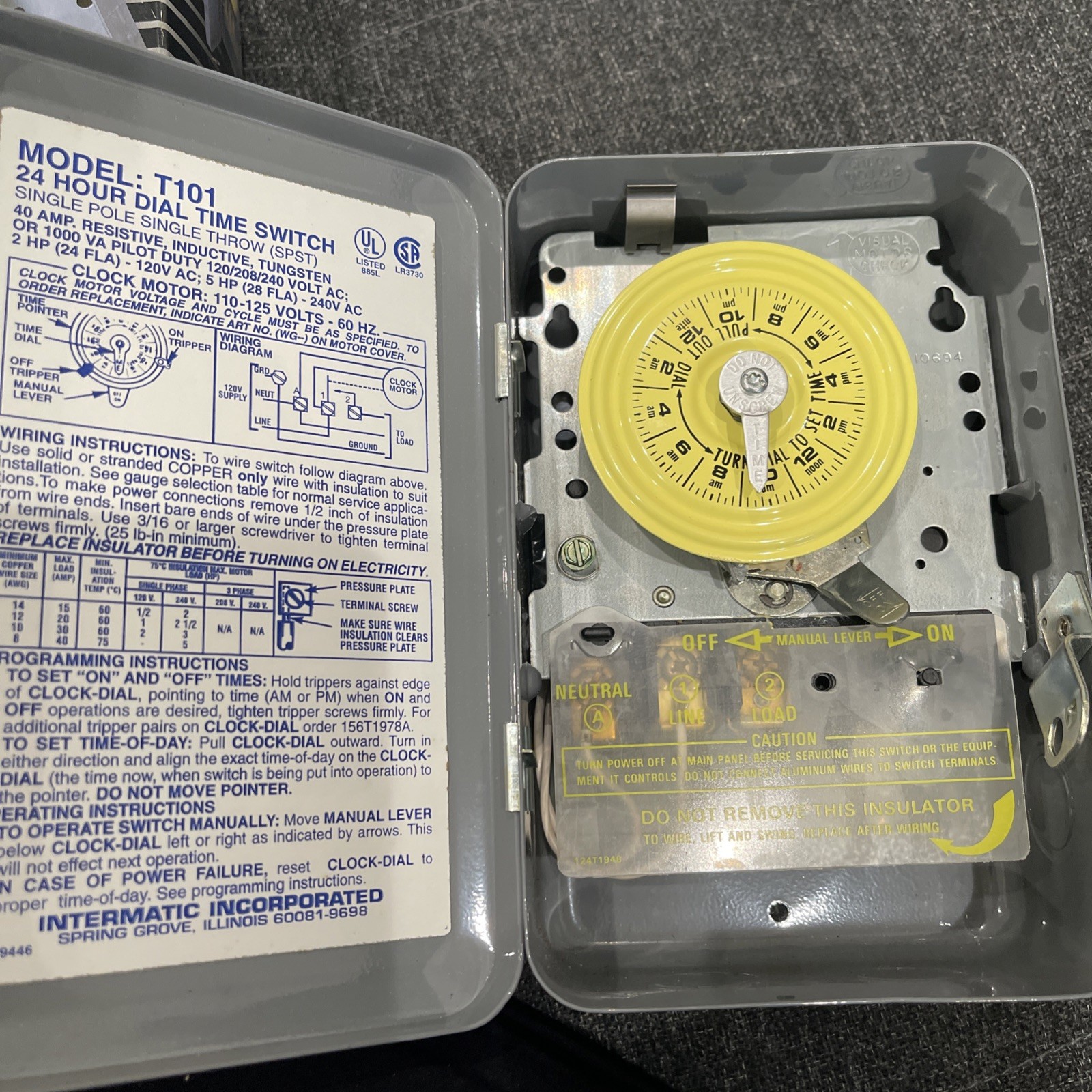 Intermatic T101 120V 40A 24-Hour SPST Indoor/Out Mechanical Time Switch gallery