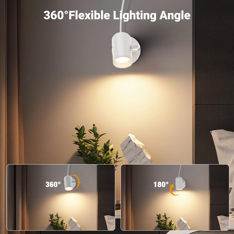 2 Pack Dimmable Spotlights Indoor, LED Uplighting with Timer and Remote, 5W L... gallery