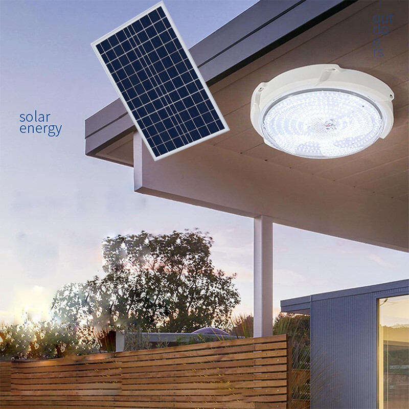 Solar Double Head Ceiling Pendant Light Remote Out/Indoor Shed Lamp Waterproof gallery