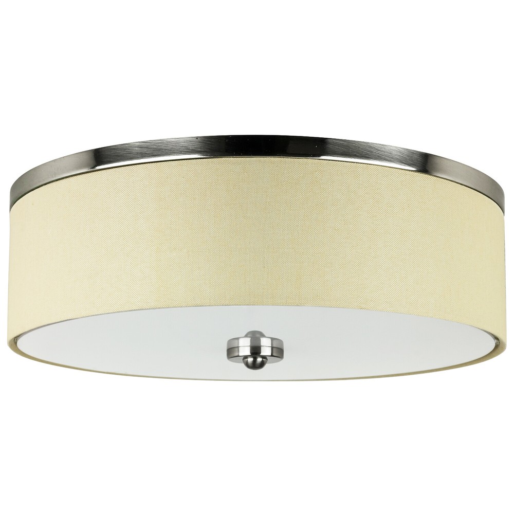 13" Semi Flush Mount Drum Ceiling Light w/ Fabric Linen, 3CCT, 20W (60W)