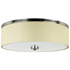 13″ Semi Flush Mount Drum Ceiling Light w/ Fabric Linen, 3CCT, 20W (60W)