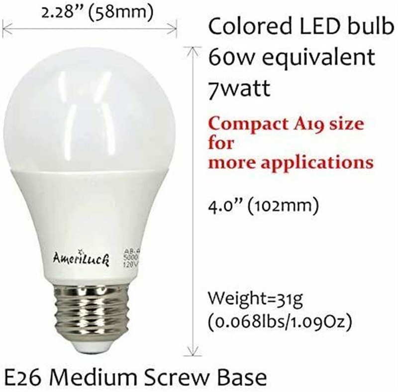 A19 Colored LED Bug Mosquito Light Bulb 60W Equivalent (7W) Multicolor 4 Pack gallery