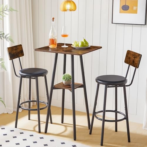 Rustic Brown + Black 2-Tier High Top Pub Table - Rustic Brown + Black gallery