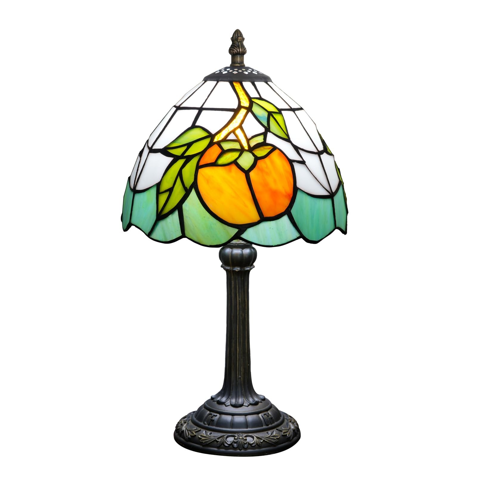 Tiffany Lamp Stained Glass Table Lamp 8X8X14 Inches Persimmon Style Living Ro... gallery