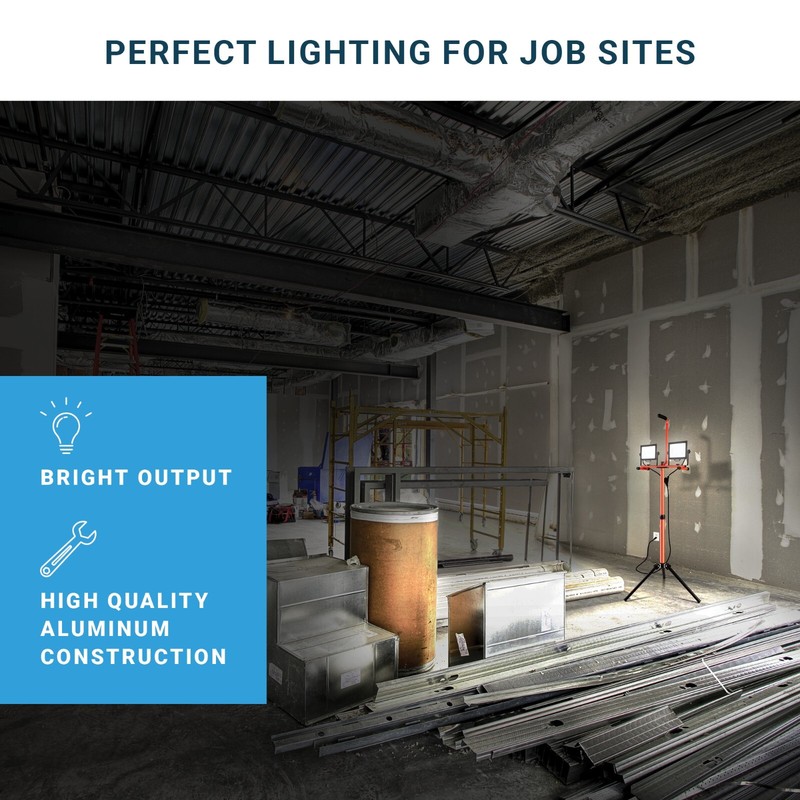 PARMIDA LED Dual-Head Work Light, Multi-Directional, 10,000W/20,000LM, 100W/200W gallery