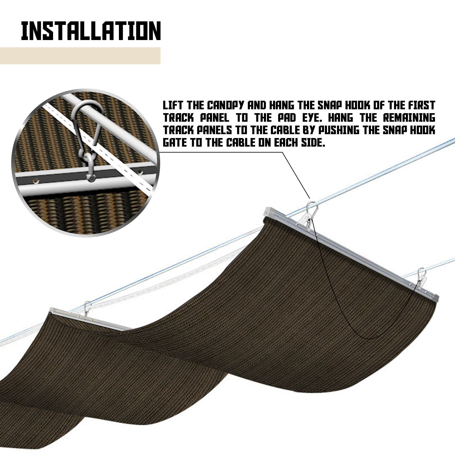 Wire Canopy Retractable Awning Replacement Cover for Pergola Terrace Deck Patio gallery