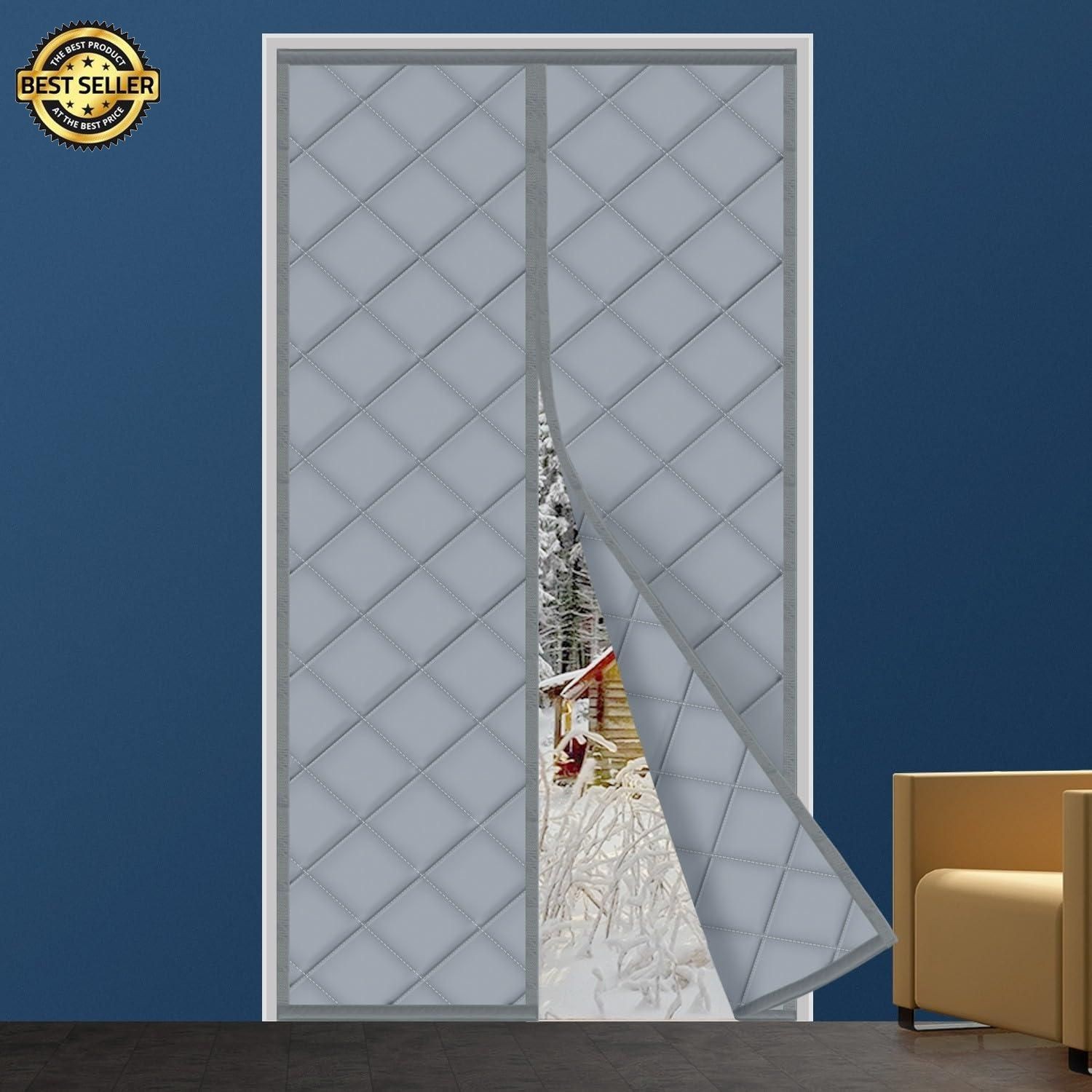 Magnetic Thermal Insulated Door Curtain Energy Saving Draft Stopper Hands Free gallery