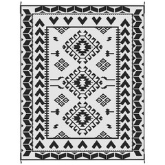 Black White Rhombus Patchwork Outsunny Outdoor Rug, 8′ x 10′ Floor Mat