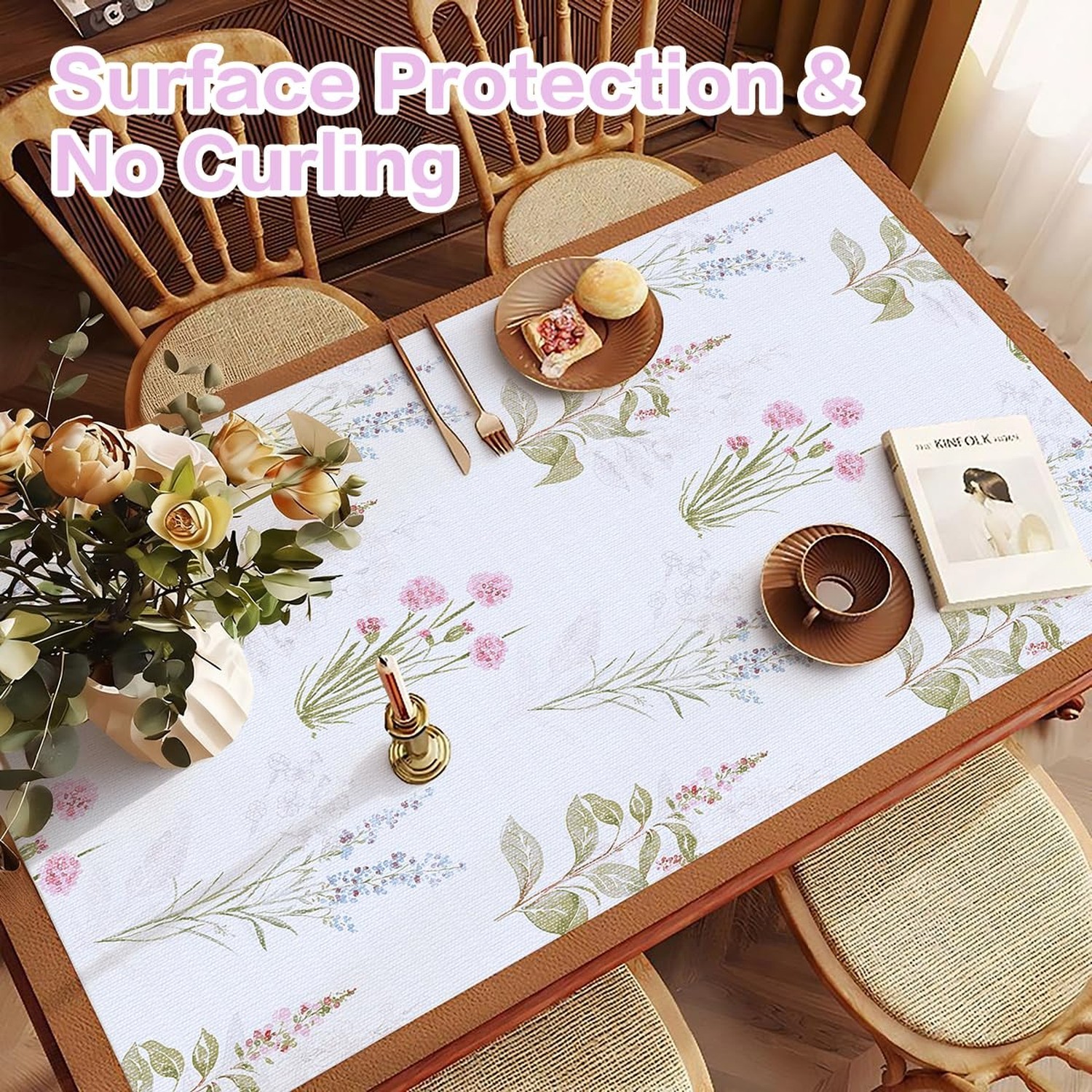 Floral Shelf Liner for Kitchen Cabinets Non-Adhesive Drawer Liners Non Slip C... gallery