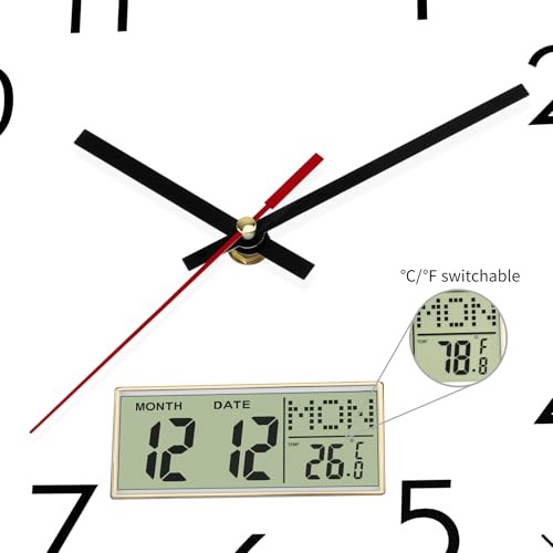 Wall Clock Digital 12" Non-Ticking Silent Battery Operated Analog 12 Inch Lcd gallery