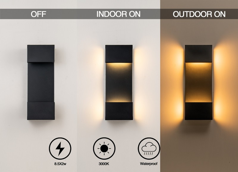 15'' Matte Black Outdoor Wall Lights,Up Down LED Modern Porch Light Wall Sconce gallery