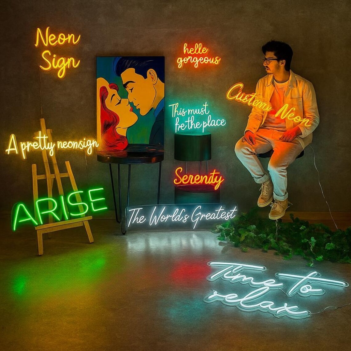 Neon Wall Signs Night Light Game Room Table LED Neon Sign Lights Wall Decor Art gallery