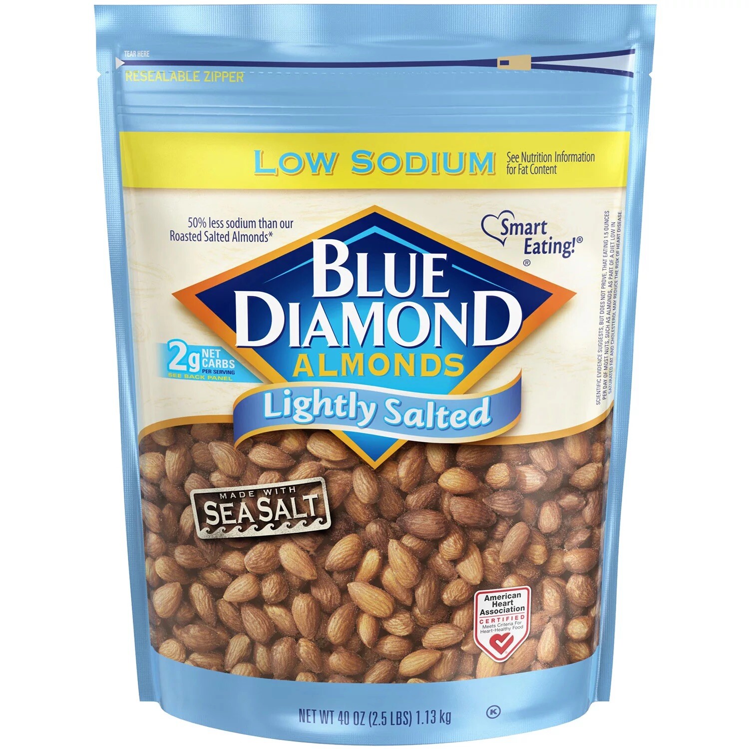 Blue Diamond Almonds Low Sodium Lightly Salted Snack Nuts, 40 Oz Resealable B... gallery