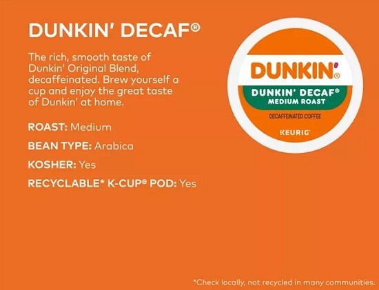 Dunkin' Decaf Coffee, Medium roast, 88count. Free Shipping gallery
