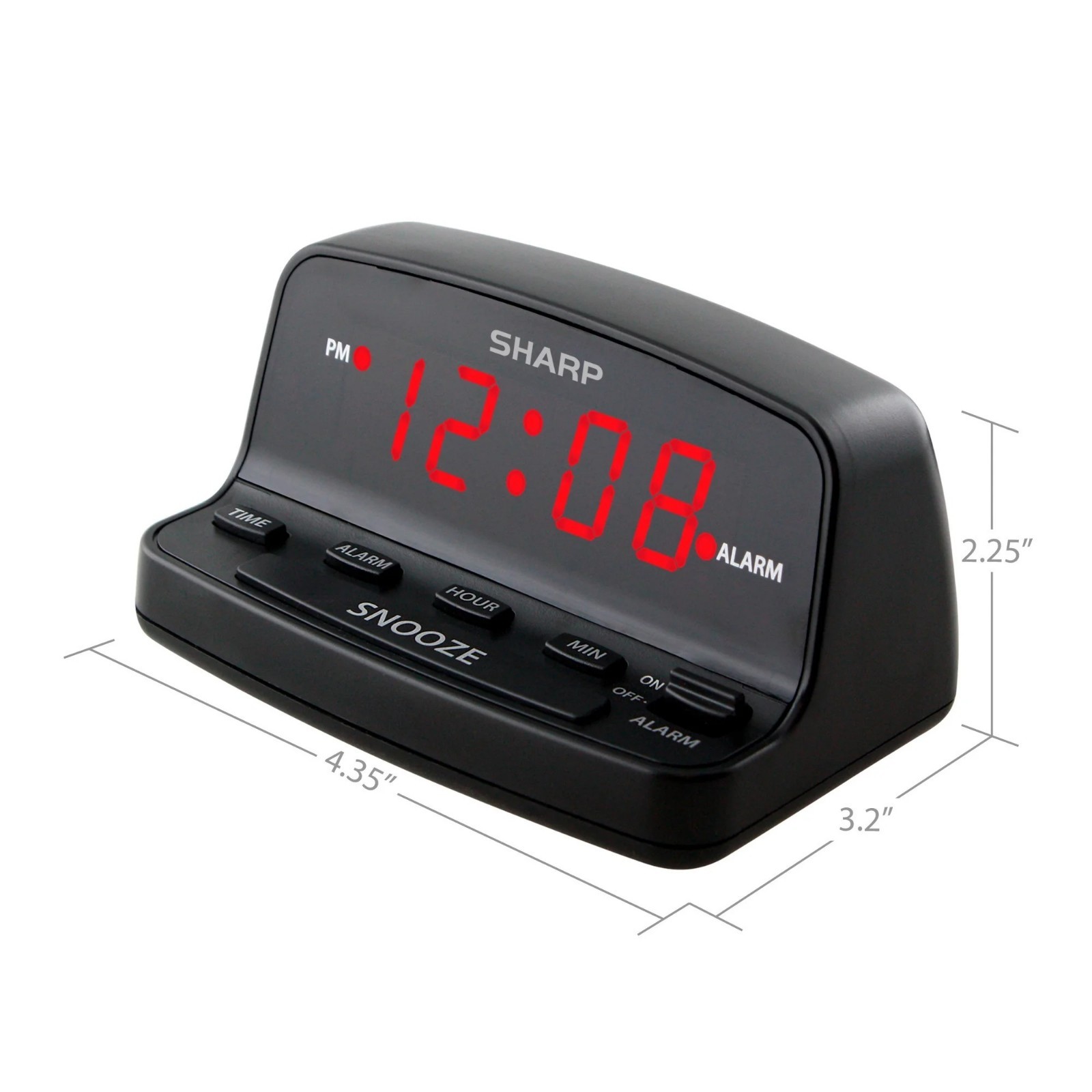 SHARP DIGITAL ALARM CLOCK Loud Alarm Snooze Keyboard Controls LED Display Black gallery