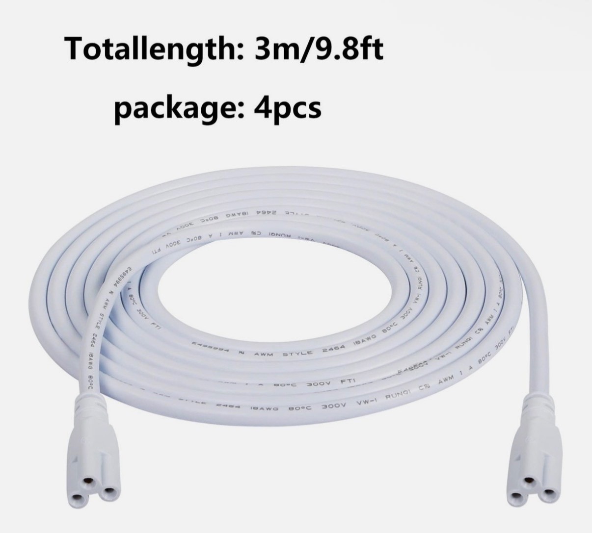 SinLoon UL-LP Certification T5 T8 LED Lamp Connecting Wire 3m (4 pack) gallery