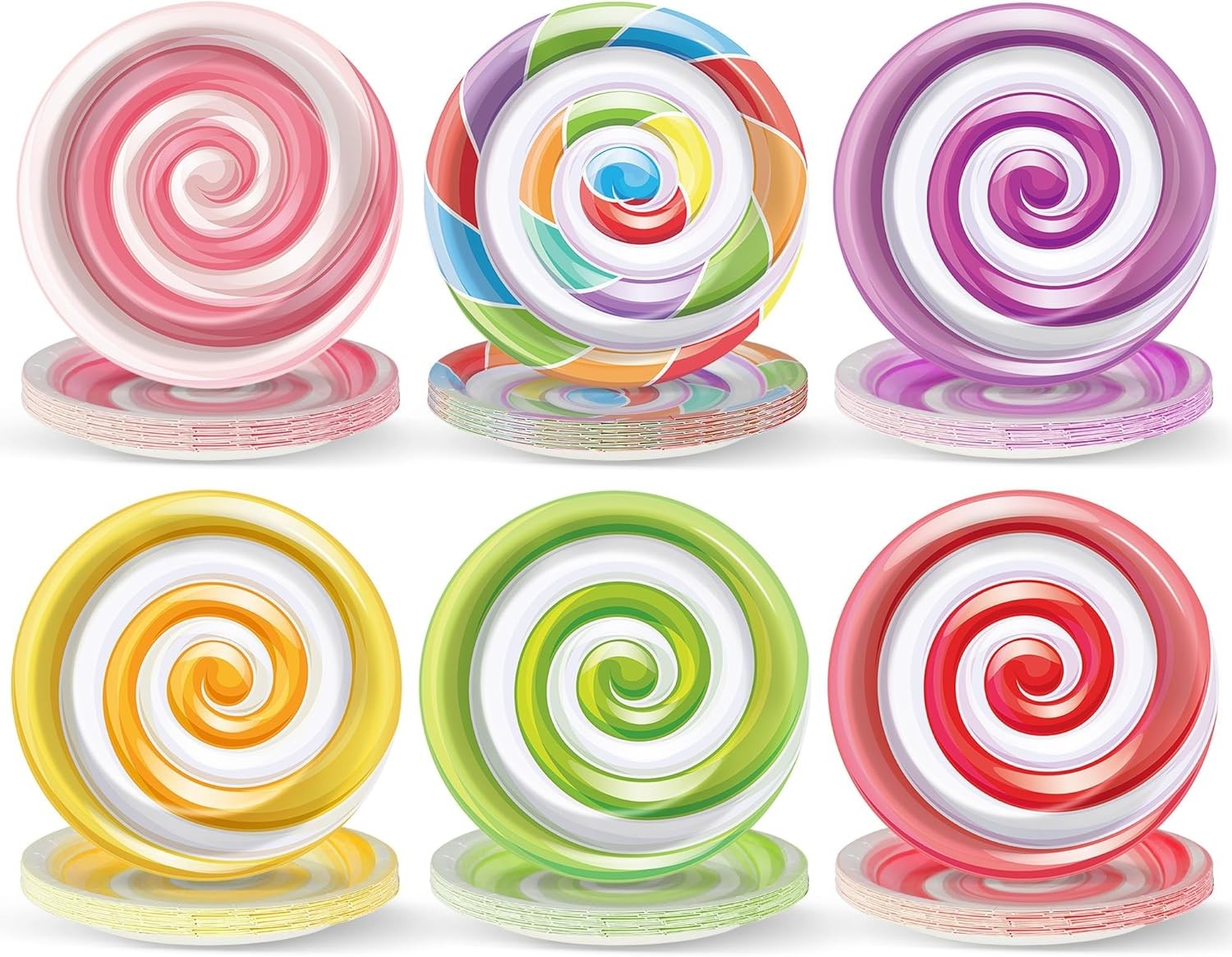 48Pcs Candy Themed Paper Plates for Candy World Party Decorations 7" Colorful gallery