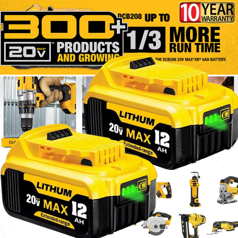 2Pack 12.0AH replace For DeWalt 20V 20 Volt Max Lithium Battery DCB206 DCB205-2 gallery