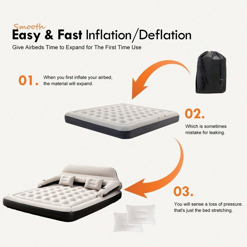 Inflatable Sofa Bed with Headboard Pillow Camping Air Couch No Pump gallery