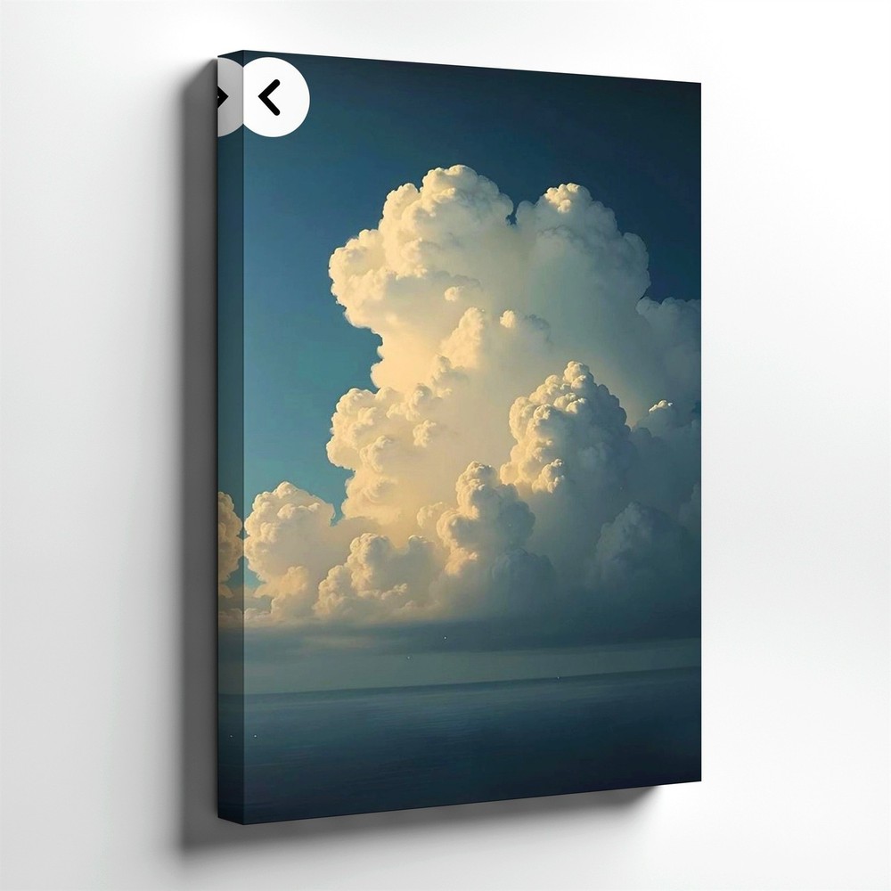Wall Art Dramatic Cloudscape Over Calm Ocean Blue Sky Nature Poster Print Decor