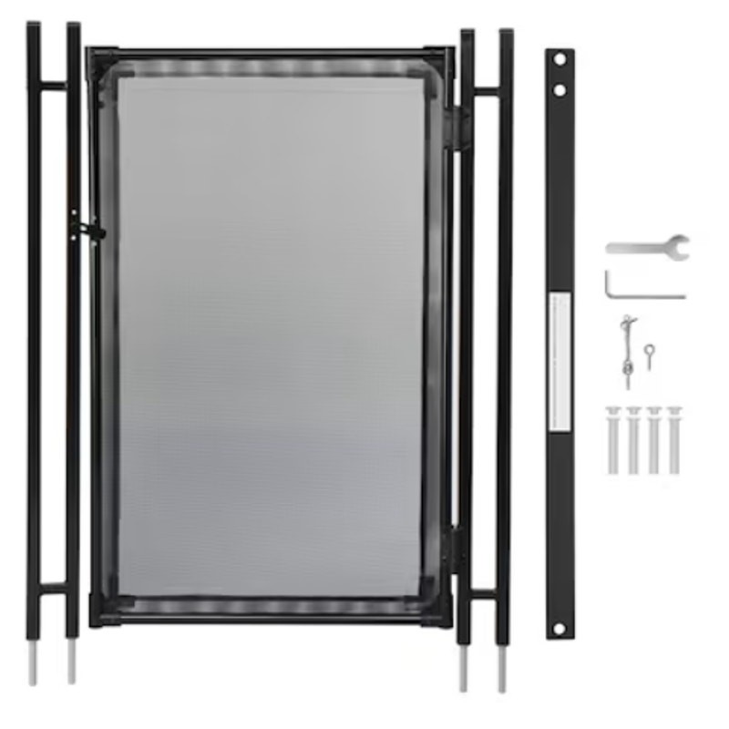 VINGLI 4-ft x 2.5-ft Semi-Automatic Pool Fence Gate, Aluminum and Mesh, Black gallery