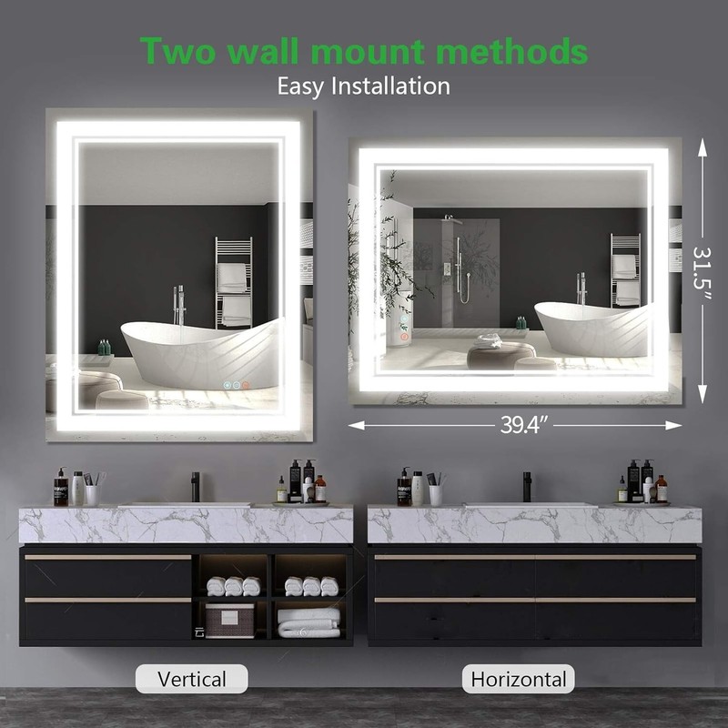 40x32 LED Vanity Mirror With Light,Bathroom Vanity Led Mirror, Antifog 3 Color gallery