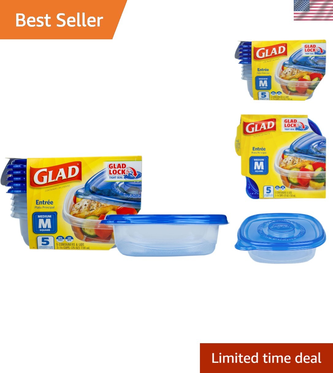 Square Meal Prep Containers - 25 Oz BPA-Free, Microwavable & Dishwasher Safe gallery