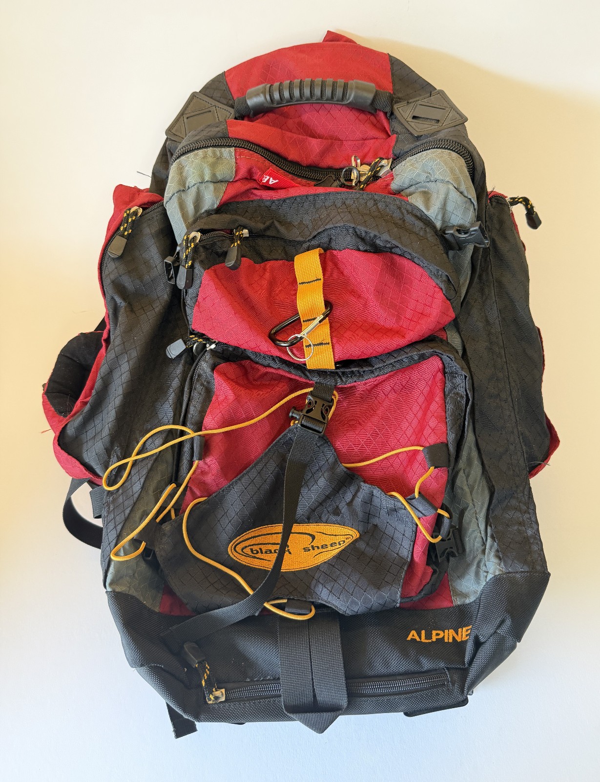 Black Sheep Alpine Internal Frame Hiking Backpack Red Black Multi-Compartment