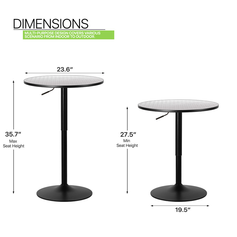 Bistro Pub Bar [ADJUSTABLE HEIGHT] Round Table w/Wooden Marbling Swivel Tabletop gallery