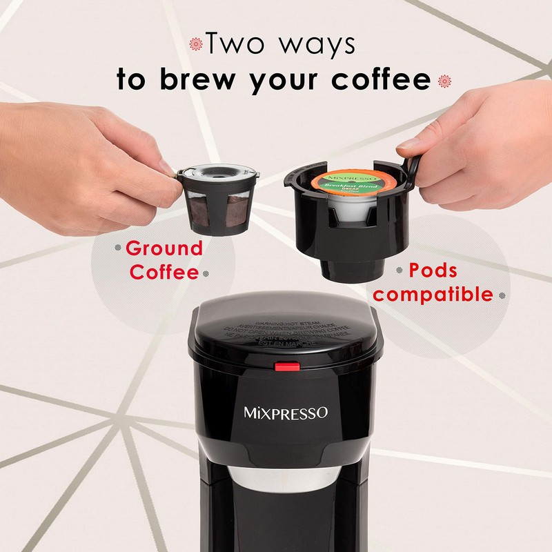 Mixpresso 2-in-1 Coffee Maker – Single Serve & Ground Coffee Brewer, Compact ... gallery