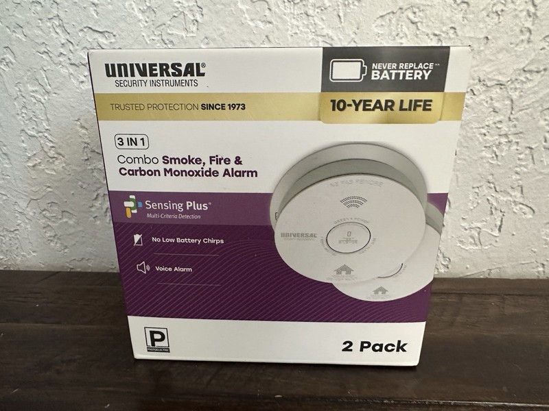 2PC Universal Security 10-Year Battery Comb. Smoke Fire Carbon Monoxide Detector gallery