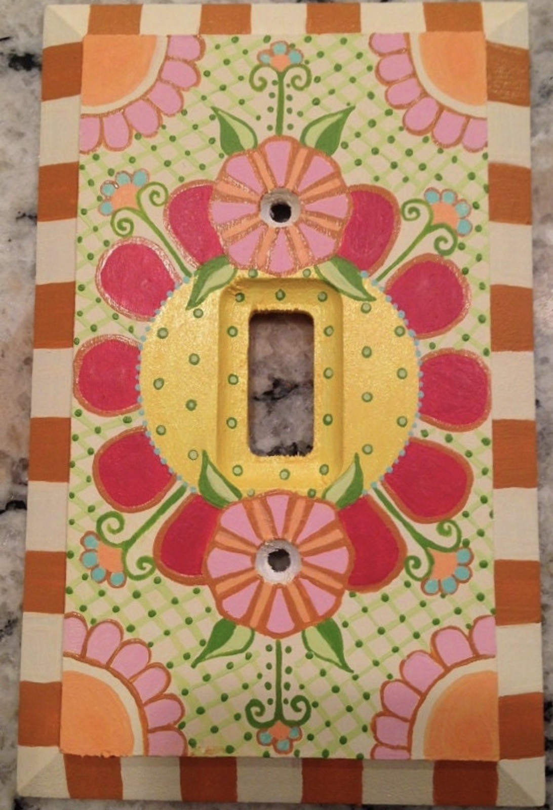 Hand Painted Wood Switch Plate Single Toggle "Poppy" By L.M. McGrath gallery