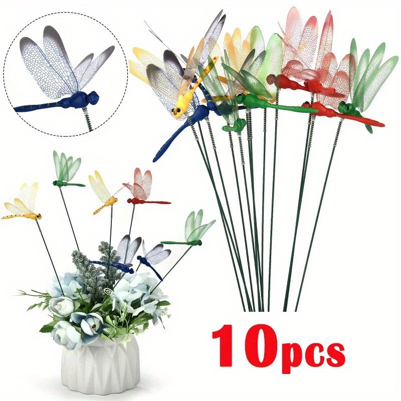10 Pcs 3D Dragonfly Garden Decor Dragon Fly Garden Stakes Dragonflies Garden 10X gallery
