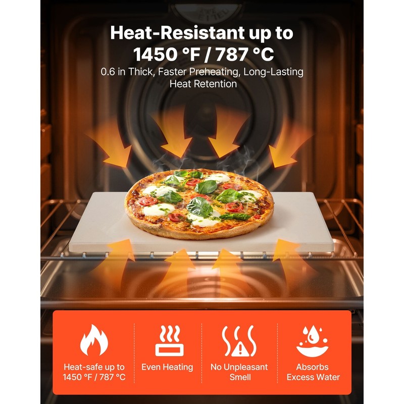 Rectangular Cordierite Pizza Stone, 15 x 12 in,Durable Baking Stone with Scraper gallery