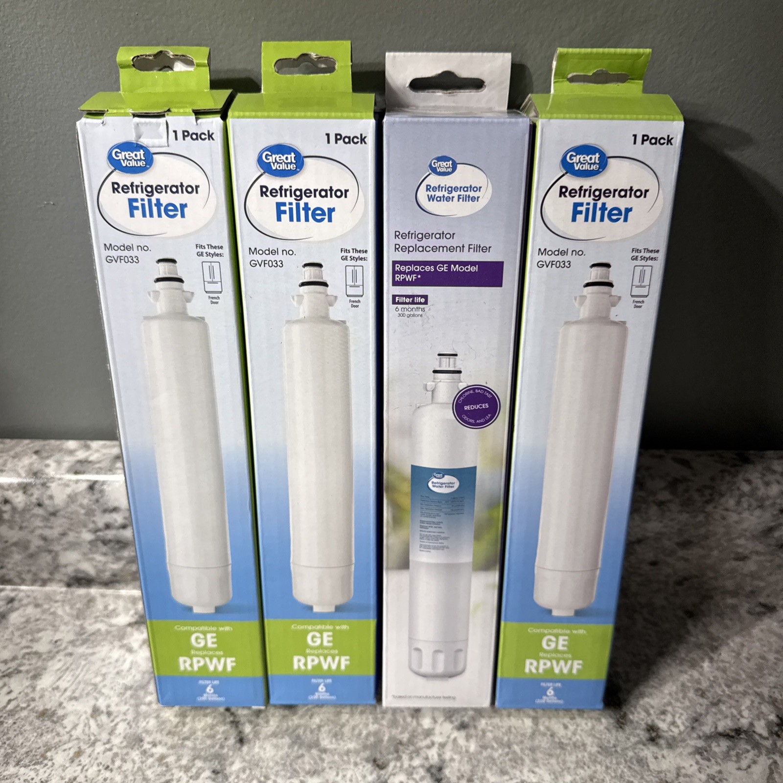 Ge Model RPWF 6months 200 gal (4) Great Value Refrigerator Water Filter Replaces gallery