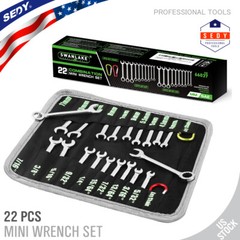 22 pc Mini Wrench Set Metric SAE Ignition Spanner Open End and Box End Standard
