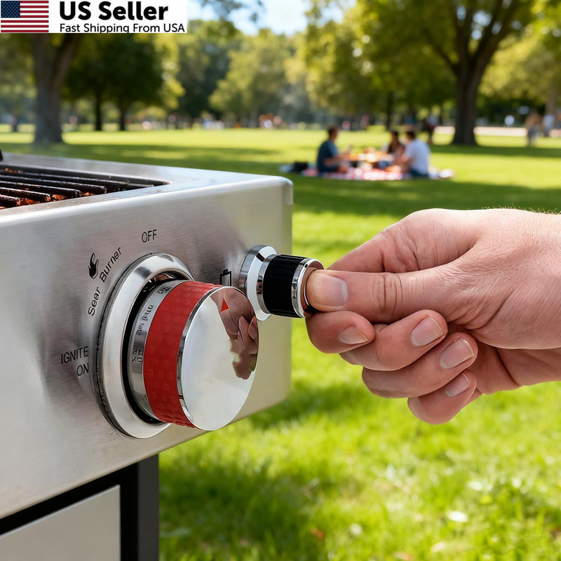 MCAMPAS Universal AA Battery Push Button Igniter - 2 Outlet - Silver, Black gallery