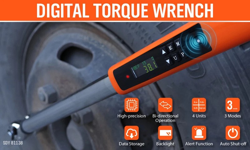6PC 3/8" & 1/2' Drive Electronic Digital Torque Wrench Adjustable Set 3-340N.m gallery